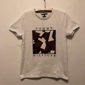 Tommy Hilfiger Organic Cotton T-shirt Mens Medium Embroidered Geometric‎